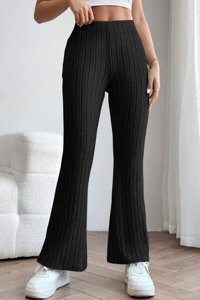 Get trendy with Basic Bae Full Size Ribbed High Waist Flare Pants -  available at Styles Code. Grab yours today!