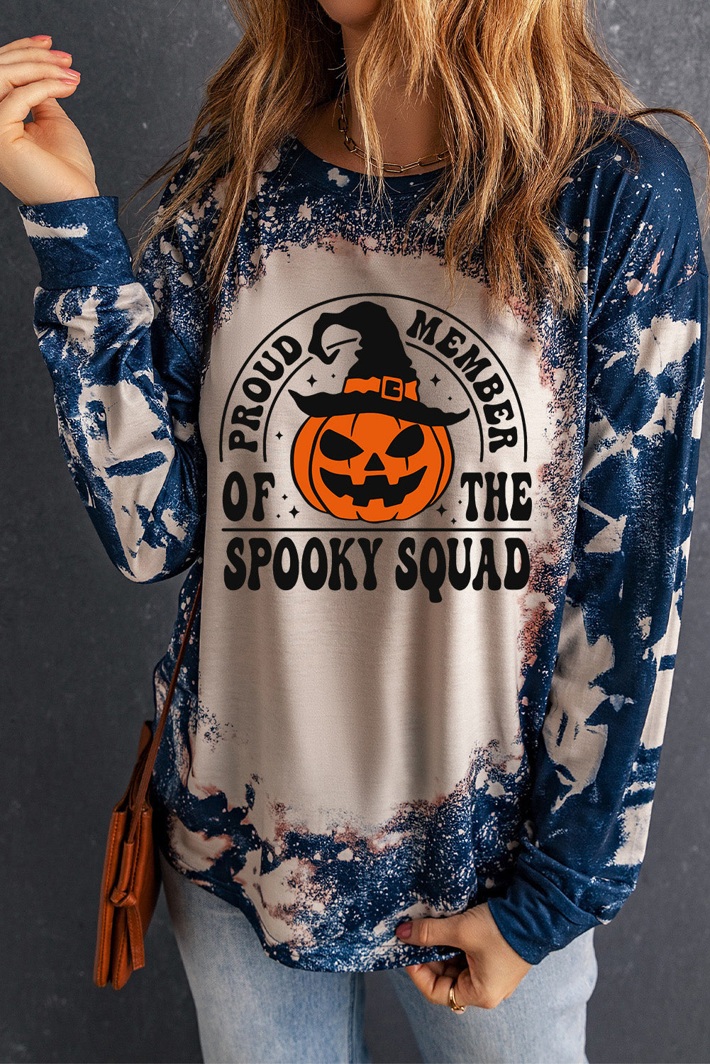 Get trendy with Round Neck PROUD MEMBER OF THE SPOOKY SQUAD Graphic Sweatshirt - Halloween Clothes available at Styles Code. Grab yours today!