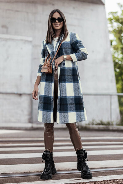 Get trendy with Double Take Full Size Plaid Button Up Lapel Collar Coat -  available at Styles Code. Grab yours today!