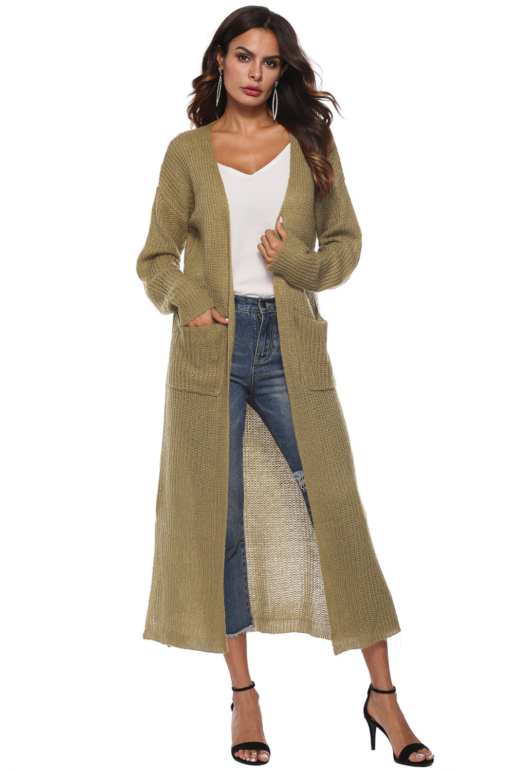 Get trendy with Long Sleeve Open Front Buttoned Cardigan - Cardigan available at Styles Code. Grab yours today!