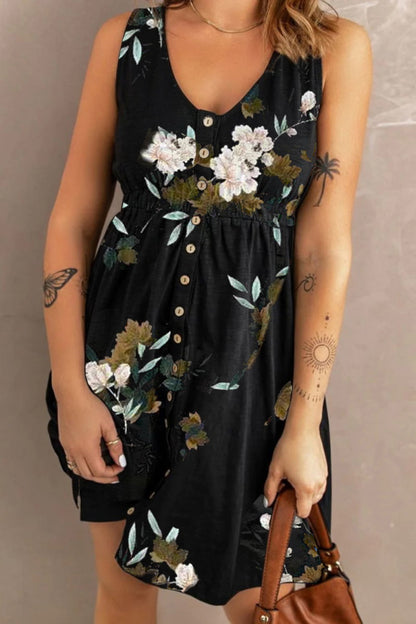 Get trendy with Printed Scoop Neck Sleeveless Dress - Dress available at Styles Code. Grab yours today!