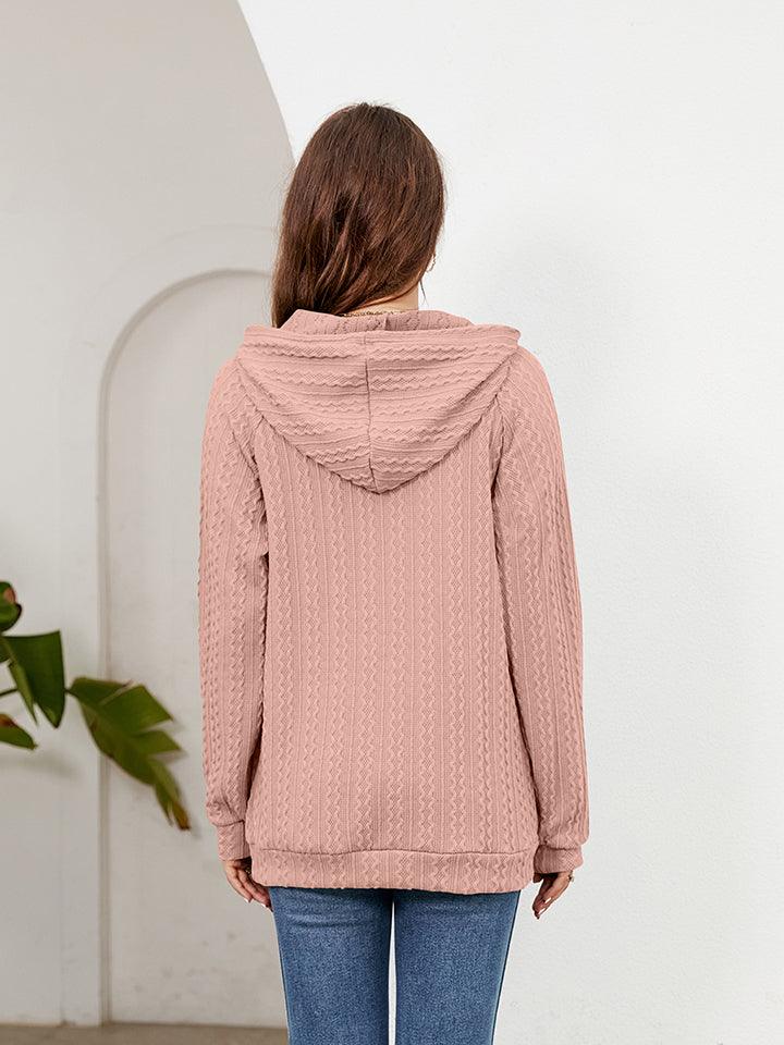 Get trendy with Sleeve Front Pocket Hoodie - Tops available at Styles Code. Grab yours today!