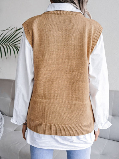 Get trendy with Round Neck Openwork Capped Sleeve Sweater Vest - Vests available at Styles Code. Grab yours today!