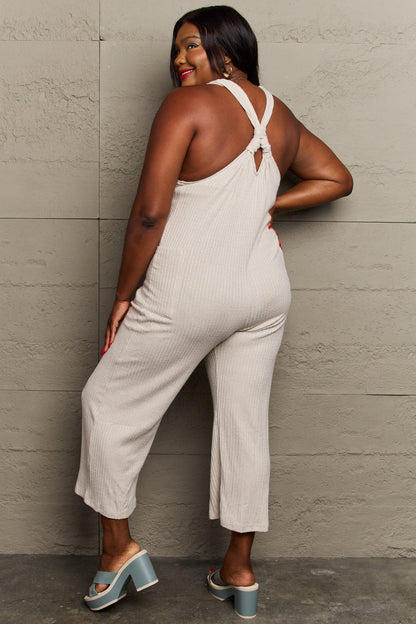 Get trendy with HEYSON Don't Get It Twisted Full Size Rib Knit Jumpsuit - Jumpsuits available at Styles Code. Grab yours today!