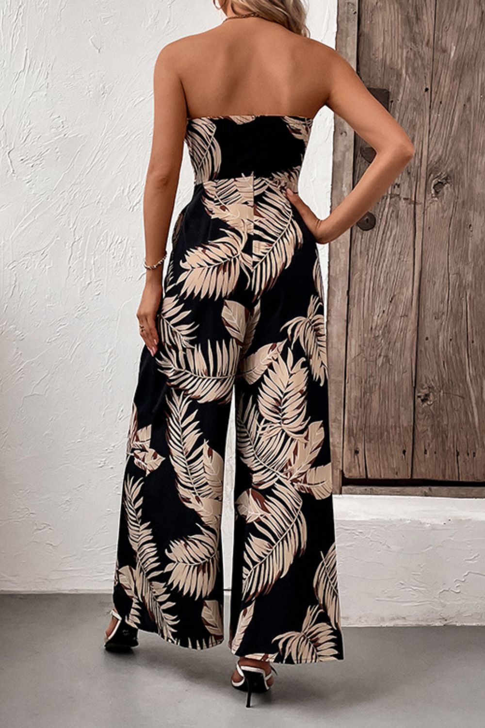 Get trendy with Printed Strapless Wide Leg Jumpsuit with Pockets - Jumpsuits available at Styles Code. Grab yours today!