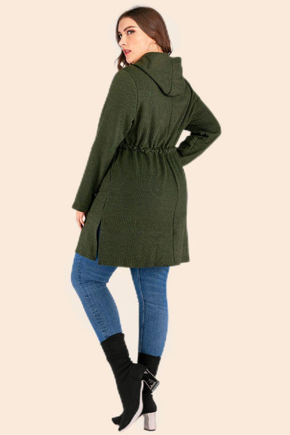 Get trendy with Plus Size Drawstring Waist Hooded Cardigan - Plus Size available at Styles Code. Grab yours today!