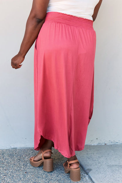 Get trendy with Doublju Comfort Princess Full Size High Waist Scoop Hem Maxi Skirt in Hot Pink -  available at Styles Code. Grab yours today!