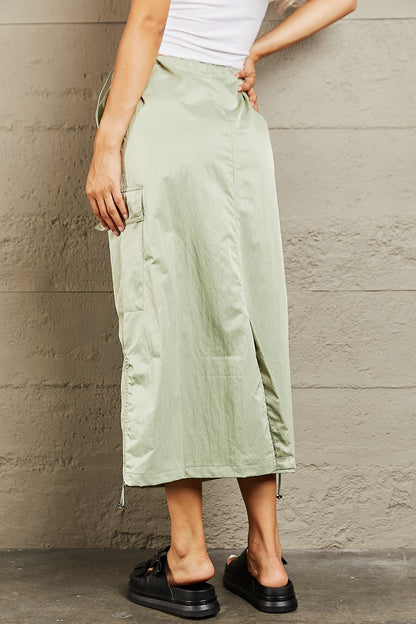 Get trendy with HYFVE Just In Time High Waisted Cargo Midi Skirt - Luxe available at Styles Code. Grab yours today!