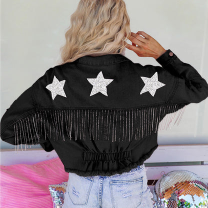 Get trendy with Distressed Raw Hem Dropped Shoulder Denim Jacket - Jackets available at Styles Code. Grab yours today!