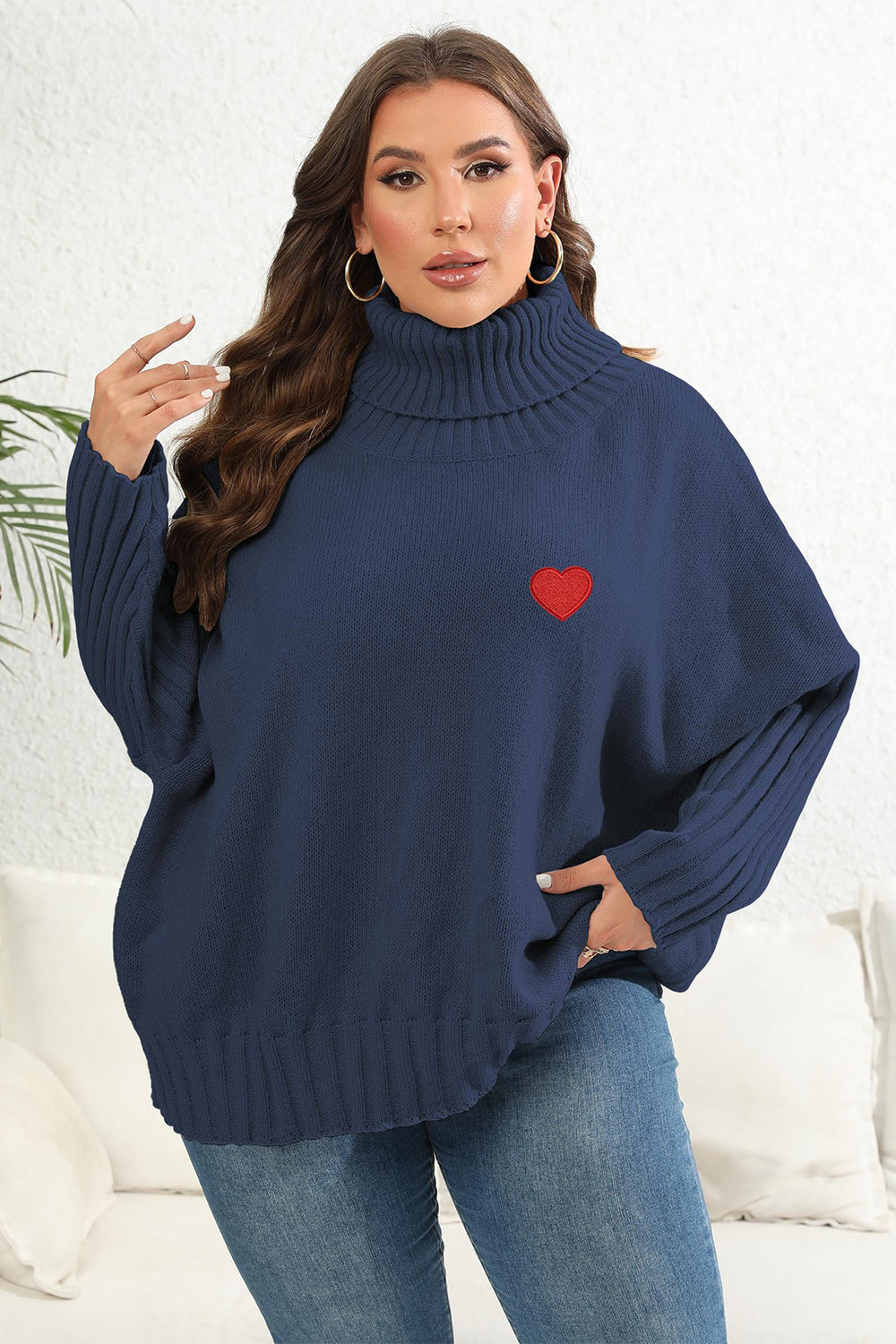 Get trendy with Plus Size Turtle Neck Long Sleeve Sweater - Sweater available at Styles Code. Grab yours today!