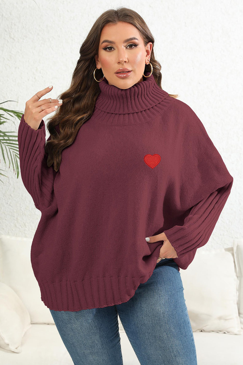 Get trendy with Plus Size Turtle Neck Long Sleeve Sweater - Sweater available at Styles Code. Grab yours today!