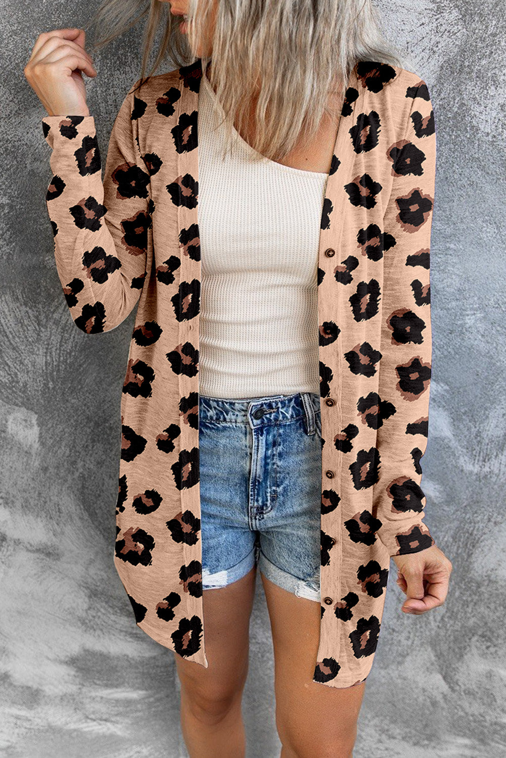 Get trendy with Printed Button Front Longline Cardigan -  available at Styles Code. Grab yours today!