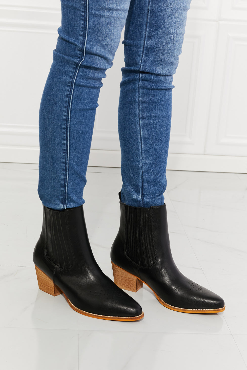 Get trendy with MMShoes Love the Journey Stacked Heel Chelsea Boot in Black - Shoes available at Styles Code. Grab yours today!