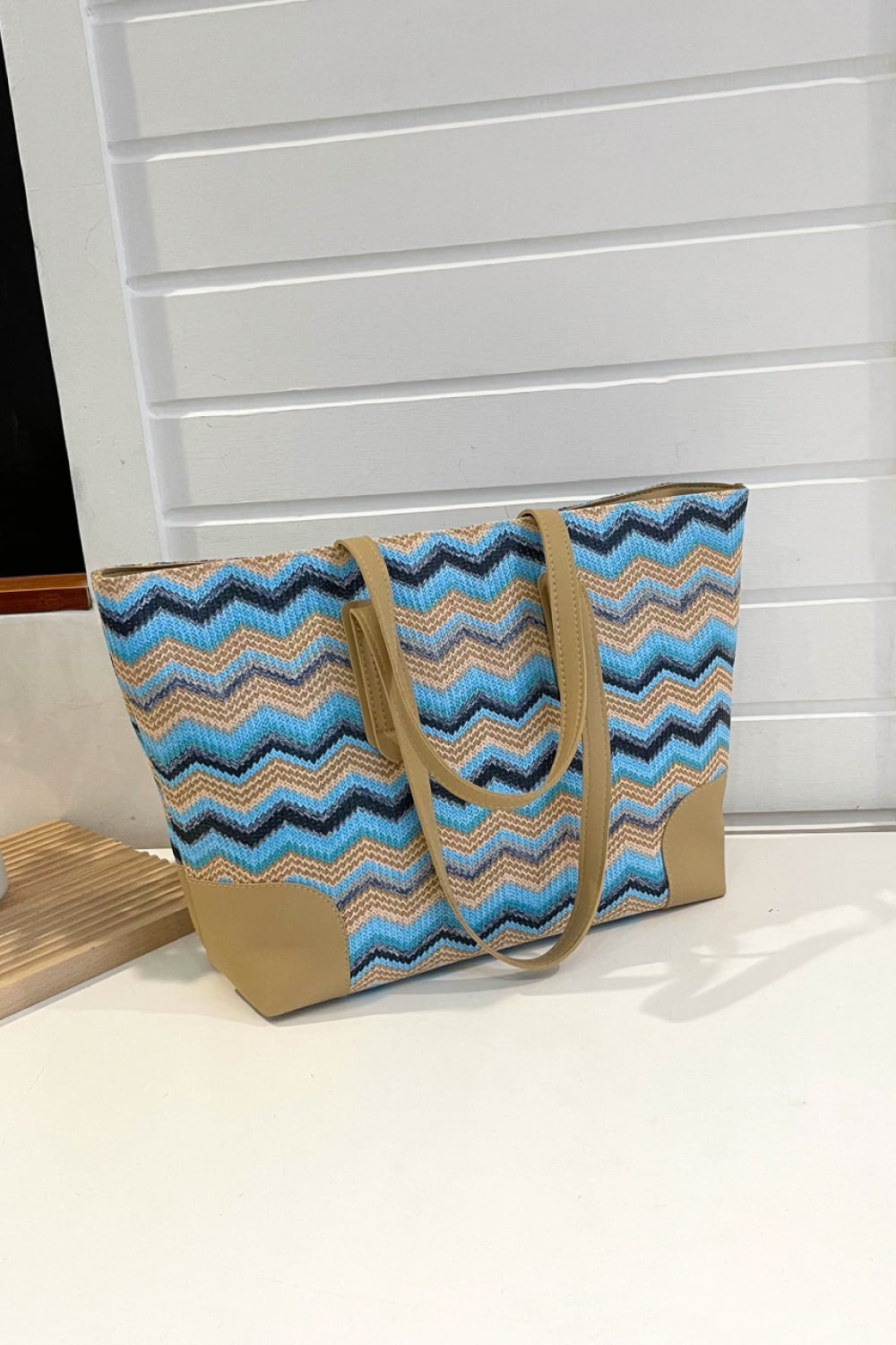 Get trendy with Chevron Straw Tote Bag - Bags available at Styles Code. Grab yours today!