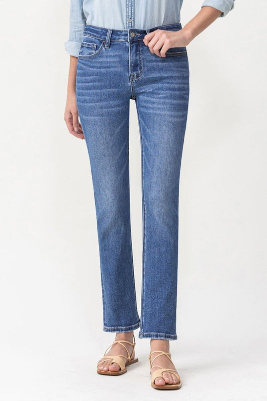 Get trendy with Lovervet Full Size Maggie Midrise Slim Ankle Straight Jeans - Jeans available at Styles Code. Grab yours today!