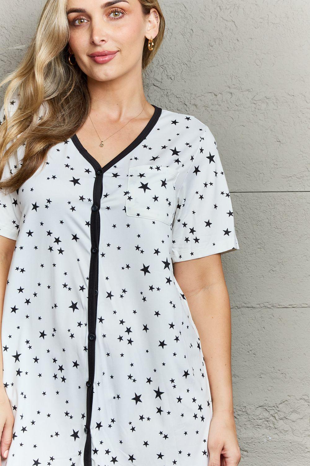 Get trendy with Quilted Quivers Buttoned Sleepwear Dress -  available at Styles Code. Grab yours today!