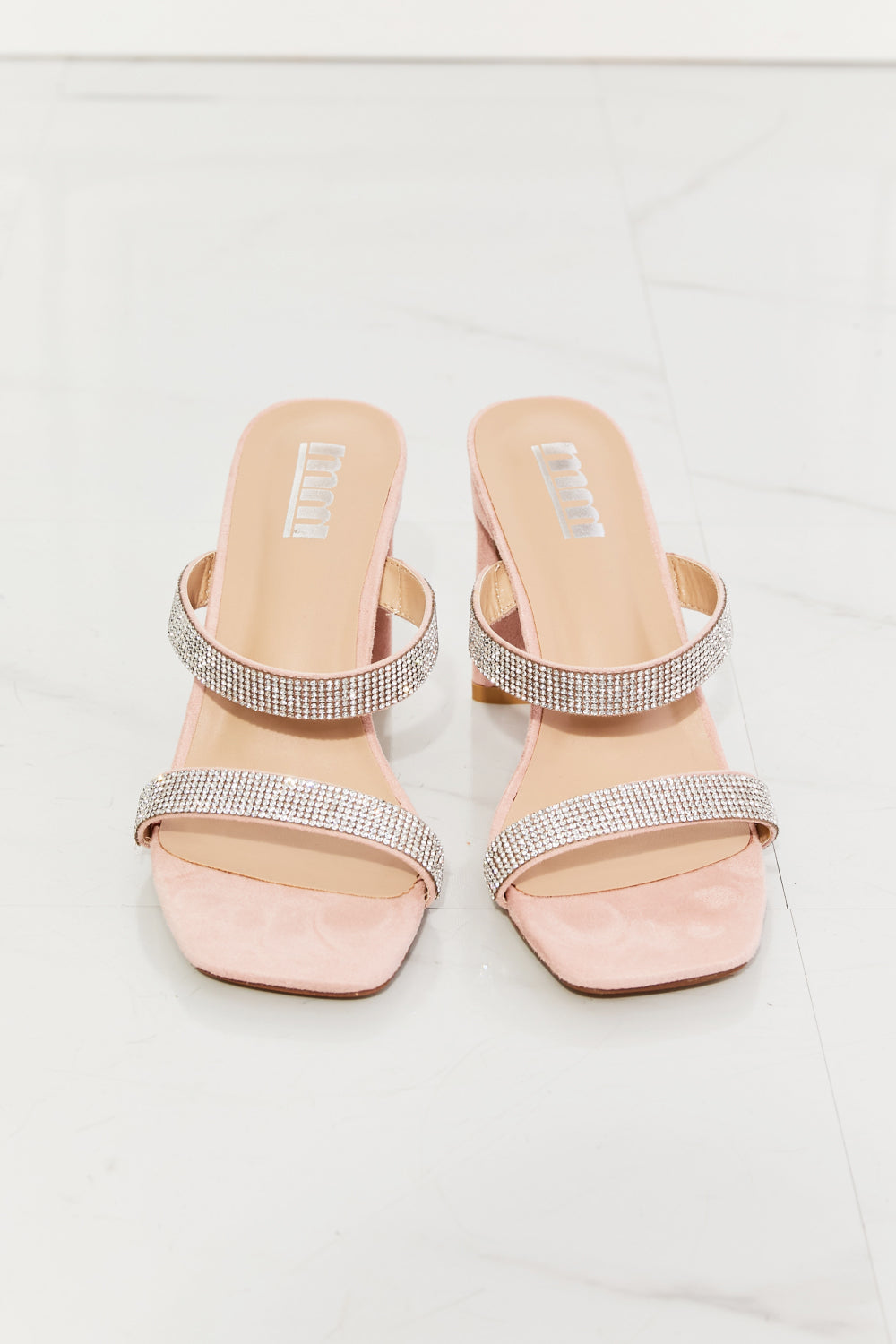 Get trendy with MMShoes Leave A Little Sparkle Rhinestone Block Heel Sandal in Pink - Shoes available at Styles Code. Grab yours today!