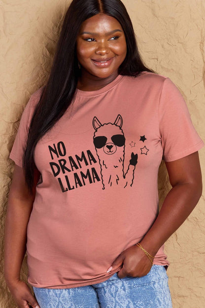 Get trendy with Full Size NO DRAMA LLAMA Graphic Cotton Tee - Graphic T-Shirts available at Styles Code. Grab yours today!