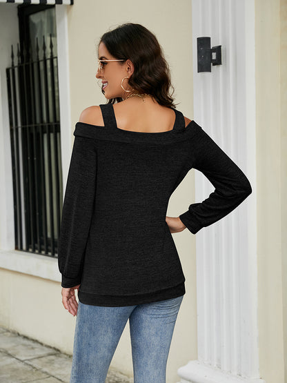 Get trendy with Cold Shoulder Cutout Square Neck Blouse - Tops available at Styles Code. Grab yours today!