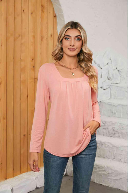 Get trendy with Square Neck Long Sleeve T-Shirt - T-Shirt available at Styles Code. Grab yours today!