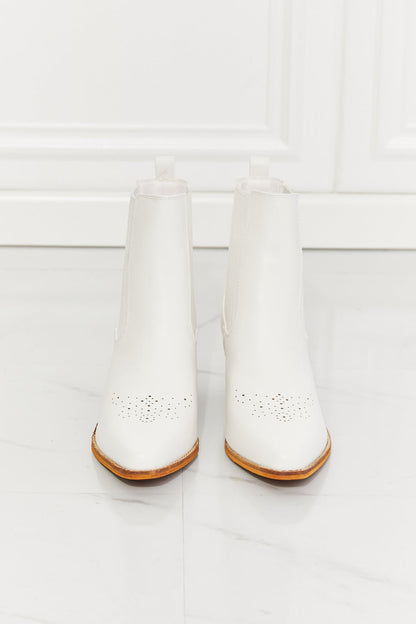 Get trendy with MMShoes Love the Journey Stacked Heel Chelsea Boot in White - Shoes available at Styles Code. Grab yours today!