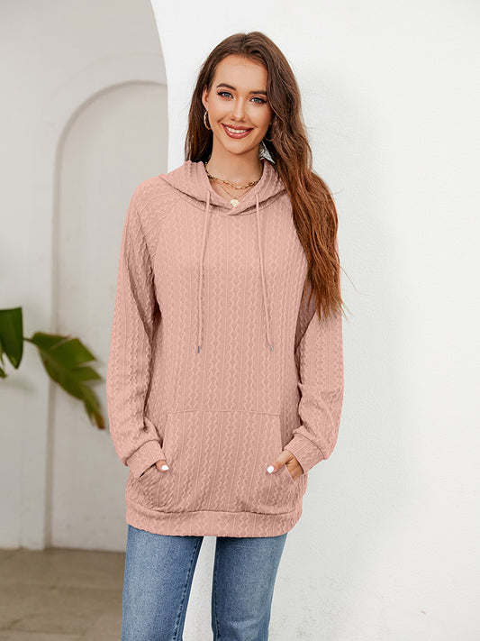 Get trendy with Raglan Sleeve Front Pocket Hoodie - Tops available at Styles Code. Grab yours today!