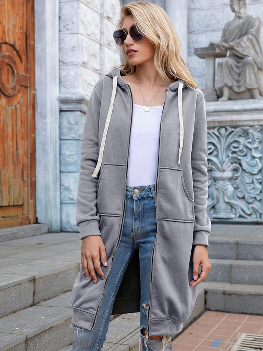 Get trendy with Full Size Zip-Up Longline Hoodie with Pockets - Trending available at Styles Code. Grab yours today!