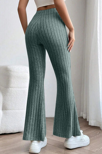 Get trendy with Basic Bae Full Size Ribbed High Waist Flare Pants -  available at Styles Code. Grab yours today!