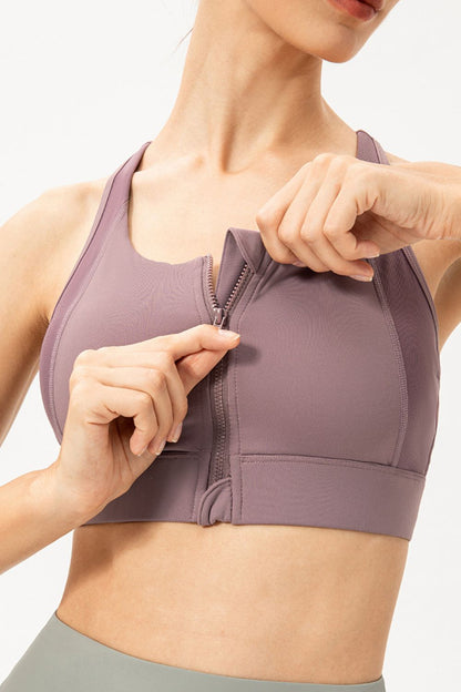 Get trendy with Zip-Up Round Neck Sports Bra - Activewear available at Styles Code. Grab yours today!