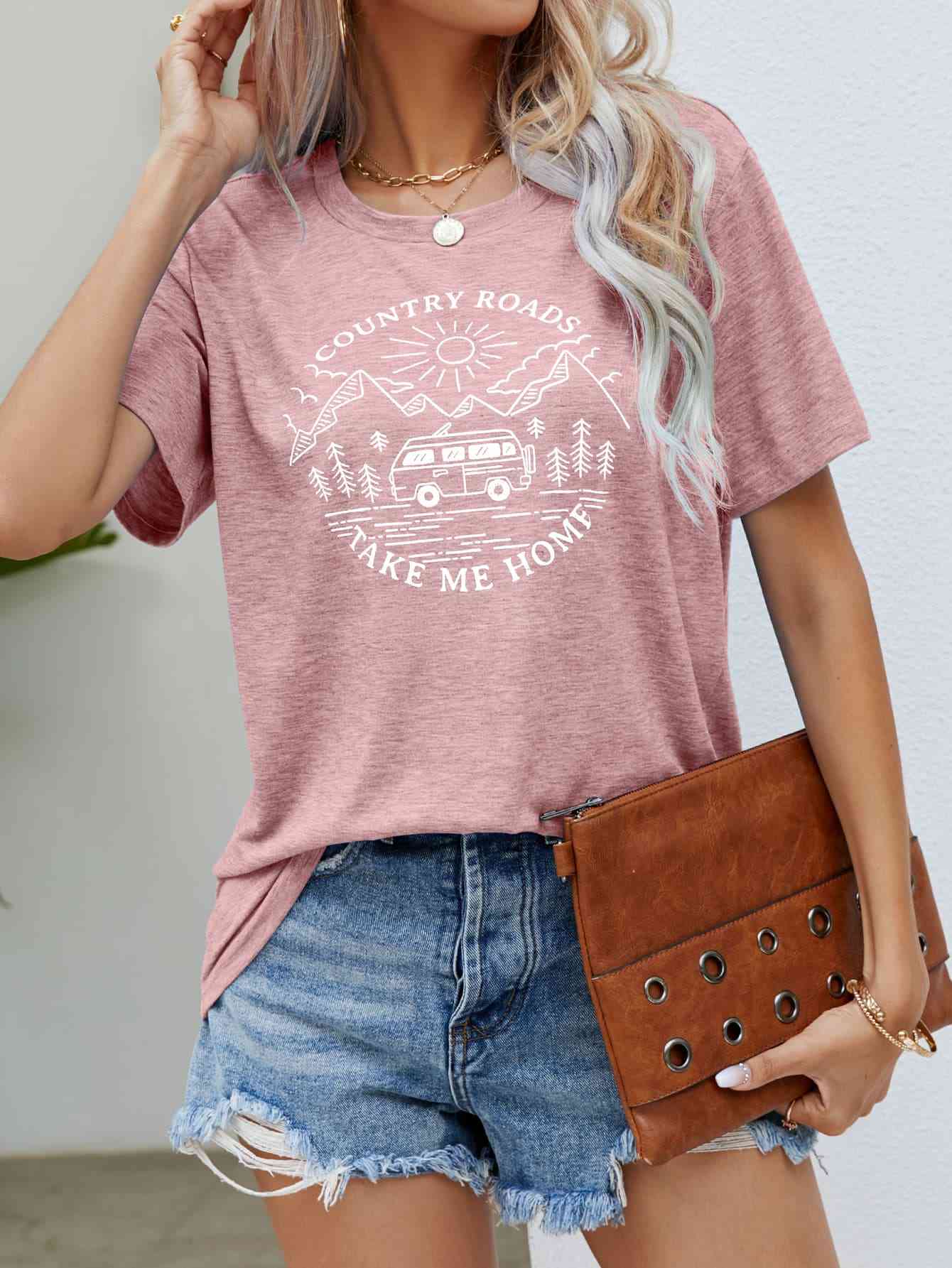 Get trendy with COUNTRY ROADS TAKE ME HOME Graphic Tee - T-Shirt available at Styles Code. Grab yours today!