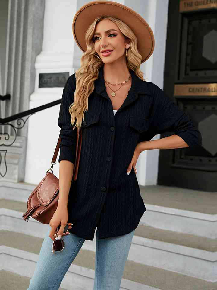 Get trendy with Collared Neck Long Sleeve Shirt - Shirt available at Styles Code. Grab yours today!