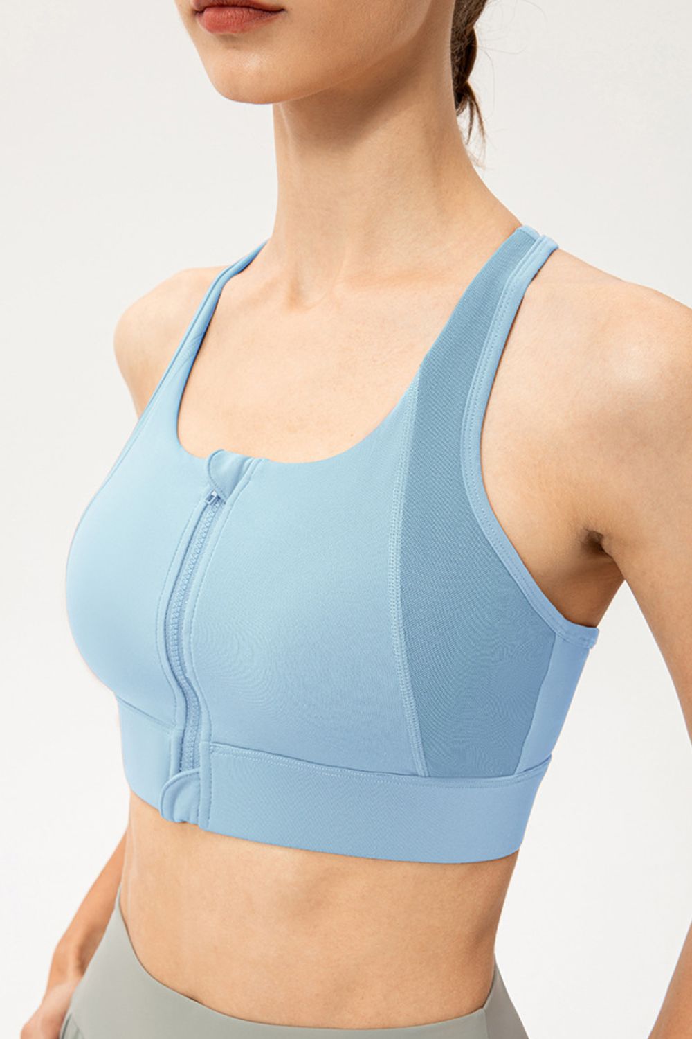 Get trendy with Zip-Up Round Neck Sports Bra - Activewear available at Styles Code. Grab yours today!