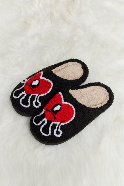 Get trendy with Melody Love Heart Print Plush Slippers - Shoes available at Styles Code. Grab yours today!