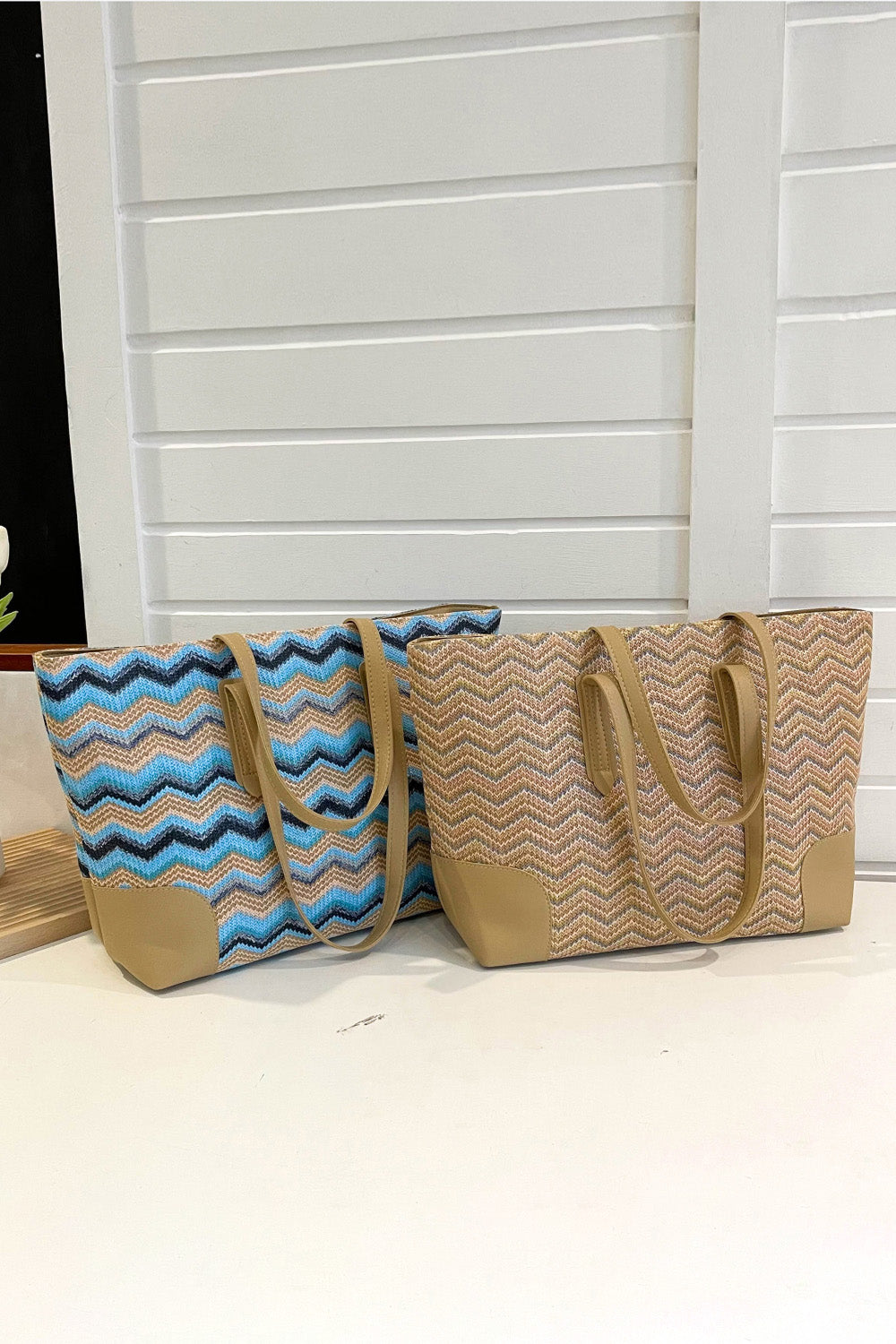 Get trendy with Chevron Straw Tote Bag - Bags available at Styles Code. Grab yours today!