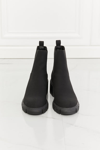 Get trendy with MMShoes Work For It Matte Lug Sole Chelsea Boots in Black - Shoes available at Styles Code. Grab yours today!