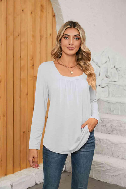 Get trendy with Square Neck Long Sleeve T-Shirt - T-Shirt available at Styles Code. Grab yours today!