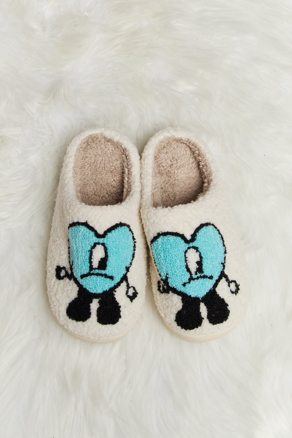 Get trendy with Melody Love Heart Print Plush Slippers - Shoes available at Styles Code. Grab yours today!