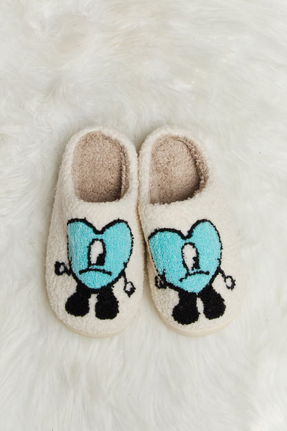 Get trendy with Melody Love Heart Print Plush Slippers - Shoes available at Styles Code. Grab yours today!