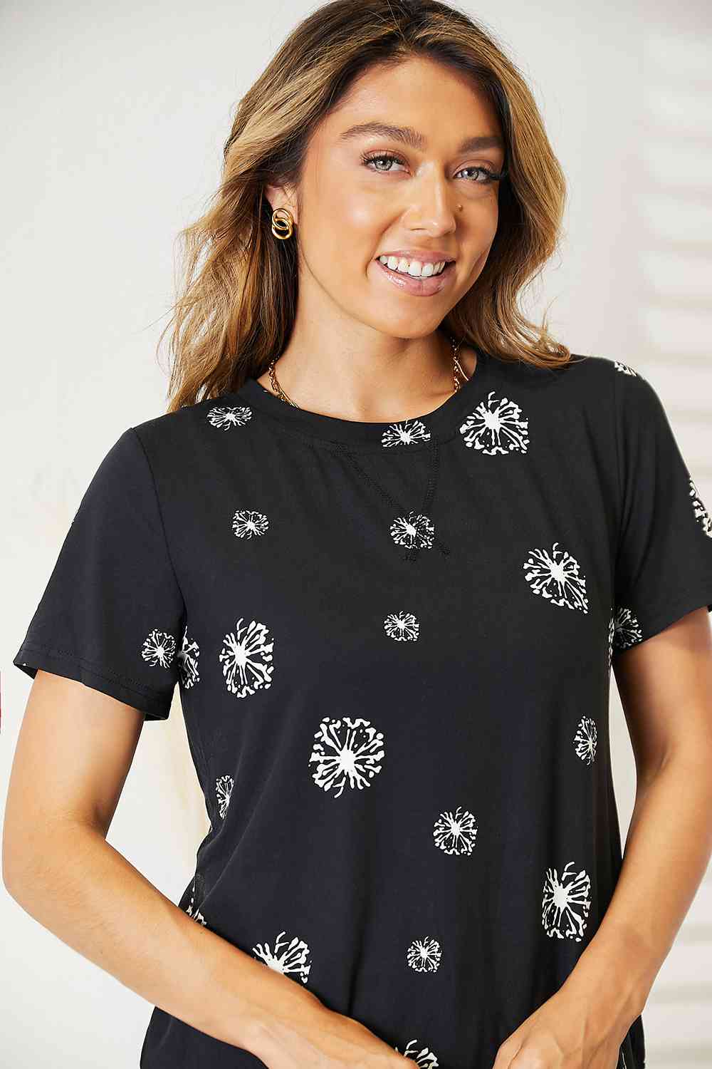 Get trendy with Dandelion Print Round Neck T-Shirt - T-Shirt available at Styles Code. Grab yours today!