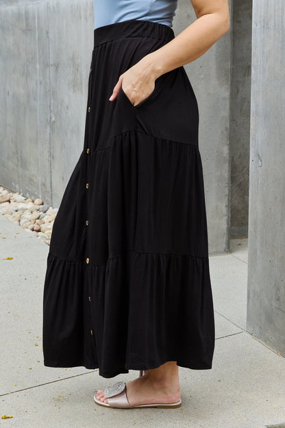 Get trendy with Heimish So Easy Full Size Solid Maxi Skirt - Luxe available at Styles Code. Grab yours today!