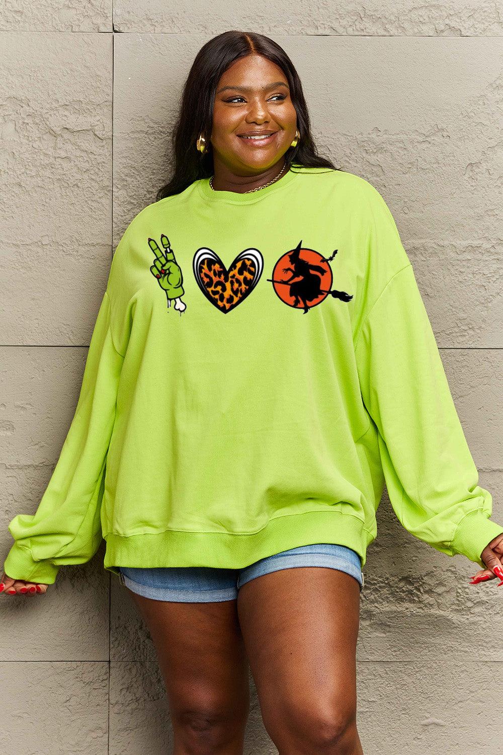 Get trendy with Simply Love Full Size Drop Shoulder Graphic Sweatshirt - Halloween Clothes available at Styles Code. Grab yours today!