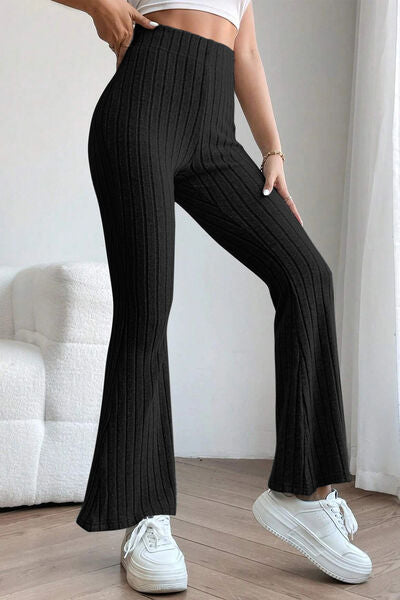 Get trendy with Basic Bae Full Size Ribbed High Waist Flare Pants -  available at Styles Code. Grab yours today!