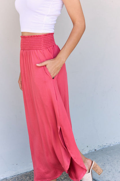 Get trendy with Doublju Comfort Princess Full Size High Waist Scoop Hem Maxi Skirt in Hot Pink -  available at Styles Code. Grab yours today!