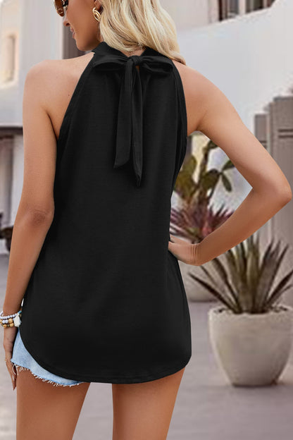 Get trendy with Tied Cutout Grecian Neck Tank -  available at Styles Code. Grab yours today!