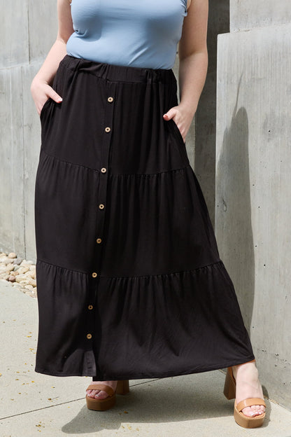 Get trendy with Heimish So Easy Full Size Solid Maxi Skirt - Luxe available at Styles Code. Grab yours today!