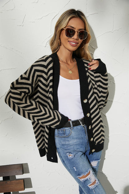 Get trendy with V-Neck Button-Down Cardigan - Cardigan available at Styles Code. Grab yours today!