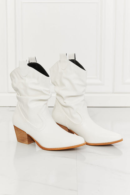 Get trendy with MMShoes Better in Texas Scrunch Cowboy Boots in White - Shoes available at Styles Code. Grab yours today!