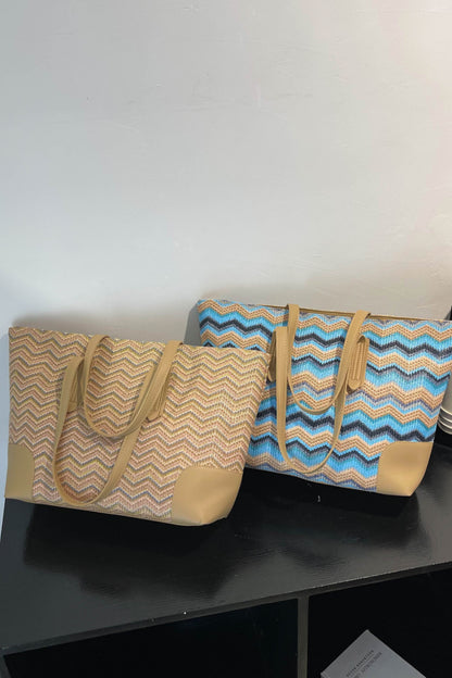 Get trendy with Chevron Straw Tote Bag - Bags available at Styles Code. Grab yours today!