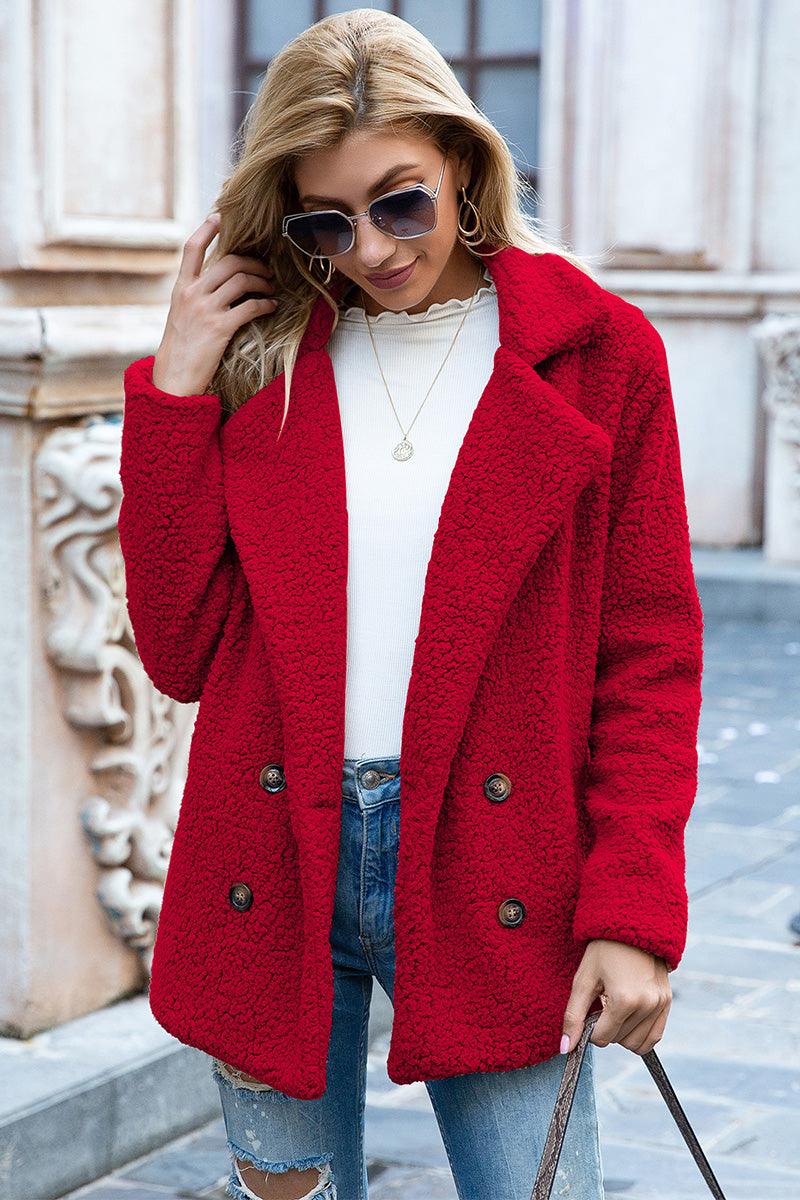 Get trendy with Full Size Lapel Collar Sherpa Coat - Coats available at Styles Code. Grab yours today!