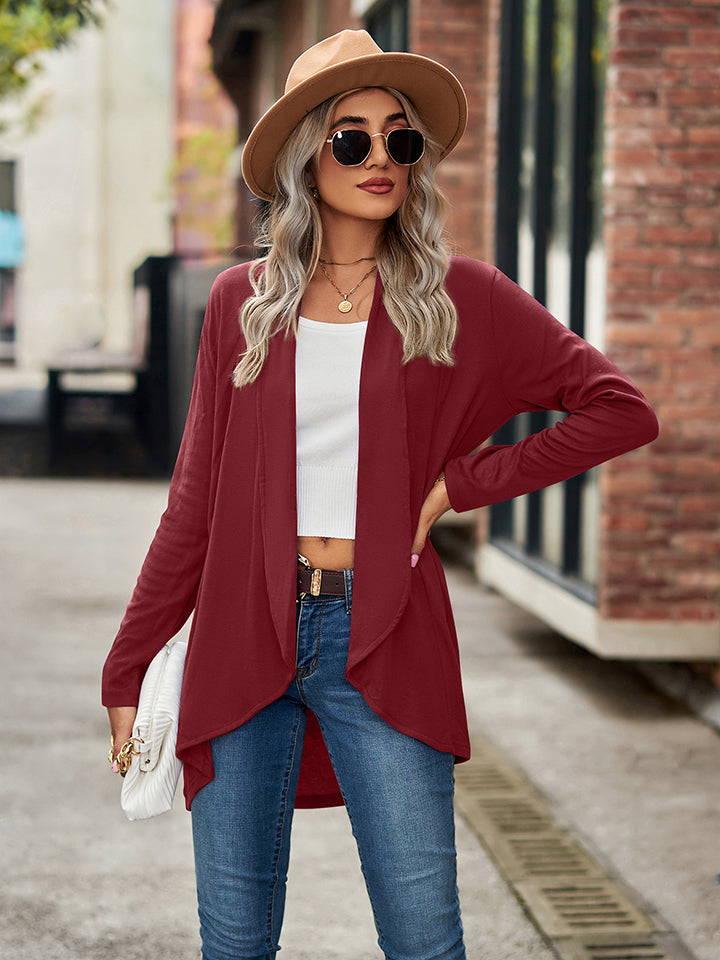 Get trendy with Open Front Long Sleeve Cardigan - Cardigans available at Styles Code. Grab yours today!